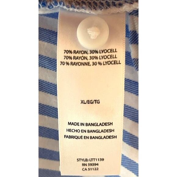 BeachLunchLounge Blue and White Women's Button Down Shirt SZ XL - Picture 2 of 4